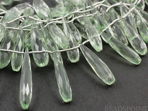 Green Amethyst Micro Faceted Long Pencil Tear Drops, (4GAMmedpencil) - Beadspoint