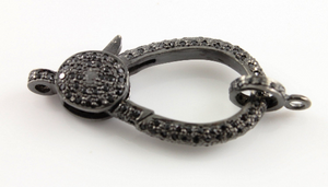 Pave Diamond and Black Spinel Lobster Clasp (DC-BL-001) - Beadspoint