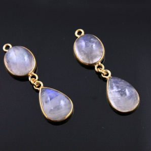 Rainbow Moonstone Smooth Dangle Bezel, (RNB-810) - Beadspoint