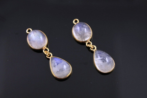Rainbow Moonstone Smooth Dangle Bezel, (RNB-810) - Beadspoint