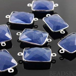 Sapphire Chalcedony Faceted Chicklet Connector,(SSBZC2027) - Beadspoint