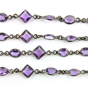 Amethyst Faceted Bezel Chain, (BC-AM-92) - Beadspoint