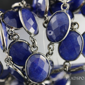 Dyed Blue Sapphire Corundum Faceted Oval Rosary, (BC-DSP-69) - Beadspoint