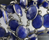 Dyed Blue Sapphire Corundum Oval Faceted Bezel Chain in Antique Rhodium, 11x14 mm, (BC-DSP-69)