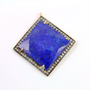 Lapis Bezel w/ White Sapphire, (LPSWTZ-A212) - Beadspoint