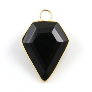 Black Onyx Faceted Arrowhead Bezel, (BZC9019/BNX) - Beadspoint