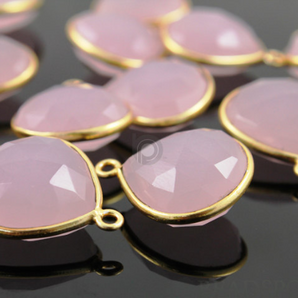 Mined Rose Quartz Faceted Heart Shape Bezel, (BZC7021) - Beadspoint