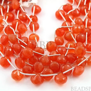 Carnelian Faceted Briolettes, (CAR8-9Onion) - Beadspoint