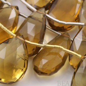 Whiskey Topaz Faceted Flat Pear Drops, 4 Pieces, (4WTZ11x16PEAR) - Beadspoint