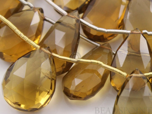 Whiskey Topaz Faceted Flat Pear Drops, 4 Pieces, (4WTZ11x16PEAR) - Beadspoint