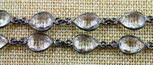 Rock Crystal Faceted Bezel Chain, (BC-CRY-133) - Beadspoint