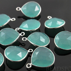 Aqua Chalcedony Heart Shape Bezel, (SSBZ6084) - Beadspoint