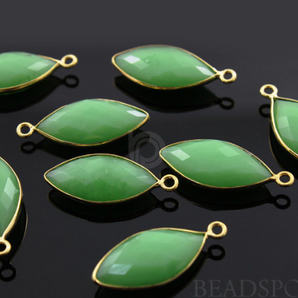 Chrysoprase Faceted Marquise Shape Bezel Connector, (BZC7191) - Beadspoint