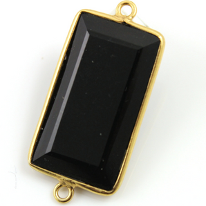 Black Onyx  Faceted Rectangle Connector,-- BZC-9110 - Beadspoint