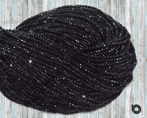 Black Spinel Faceted Roundel Beads, (BSPNL350RNDL) - Beadspoint