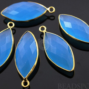 Apatite Blue Chalcedony Marquise Bezel,  (BZC7190) - Beadspoint