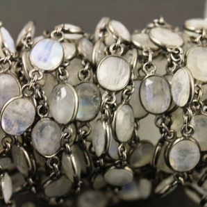 Rainbow Moonstone Faceted Oval Chain, (GMCOX-RNB-500) - Beadspoint