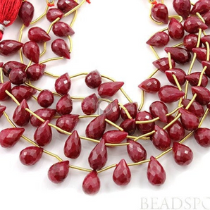 Ruby Faceted Tear Drops ,2 Pieces,  (2RBY7x12FTEAR) - Beadspoint