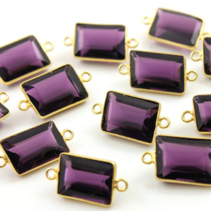 Amethyst Faceted Rectangle Connectors,  (BZC9043/CNT/AM) - Beadspoint