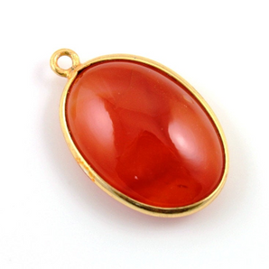 Carnelian Oval Bezel, Gold Vermeil, 22X14 mm (CPNDT096) - Beadspoint