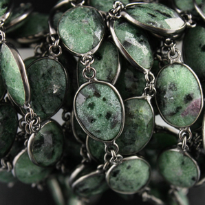 Ruby Zoisite Faceted  Oval Bezel Chain, (BC-RZT-79) - Beadspoint