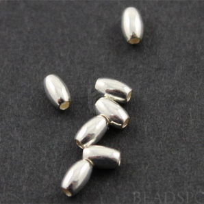 Sterling Silver Smooth Oval Bead ,(SS/2013/4x7) - Beadspoint