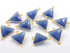 Blue Sapphire Chalcedony Faceted Triangle Bezel Connector, (BZC7578)