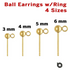 Gold Filled Ball Earrings w/Ring, 4 Sizes,(GF/331)