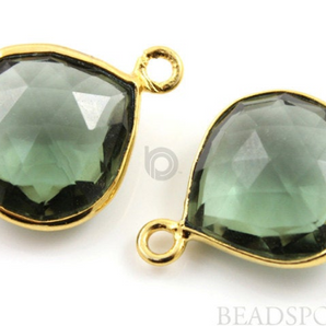 Green Amethyst Faceted Pear Heart Bezel, (BZC6074) - Beadspoint