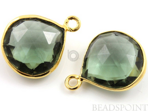 Green Amethyst Faceted Pear Heart Bezel, (BZC6074) - Beadspoint