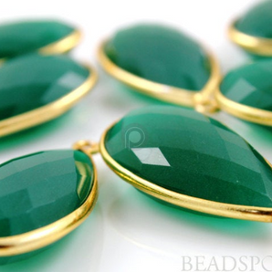 Green Onyx Faceted Pear Bezel,(BZC7052) - Beadspoint