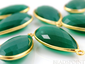 Green Onyx Faceted Pear Bezel,(BZC7052) - Beadspoint