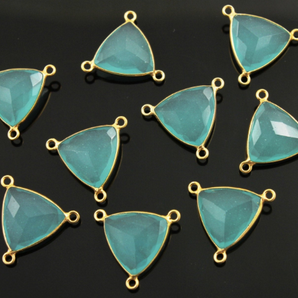 Aqua Chalcedony Faceted Triangle Bezel,--BZC-9083-AQ - Beadspoint