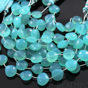 Aqua Blue Chalcedony Heart Drops Straight Drilled ,(AQCL/12SD), - Beadspoint