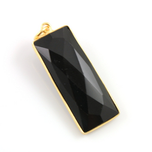 Black Onyx Faceted Long Bar Pendant, (BZC9051/BOX) - Beadspoint