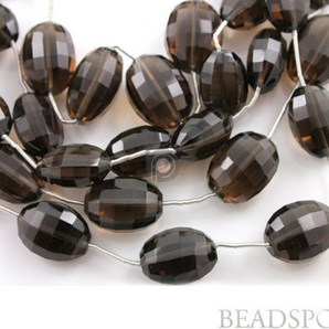 Brazilian Smokey Topaz Small Faceted Round Ovals,  (STZ7x10Oval) - Beadspoint