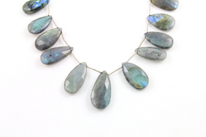 Blue Flashes Labradorite Faceted Pear Briolettes Beads, (LAB34x16PR) - Beadspoint