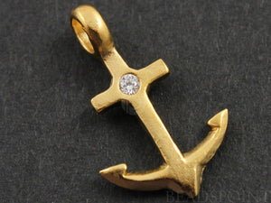 24K Gold Vermeil Over Sterling Silver Anchor Charm  -- VM/CH10/CR29 - Beadspoint