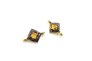 Pave Diamond Yellow Sapphire Connector,(DCH/CR55) - Beadspoint