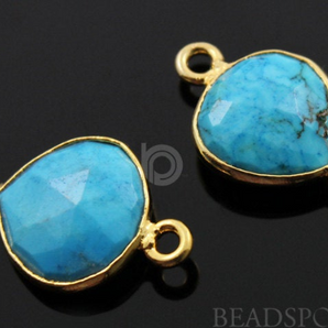 Turquoise Faceted Pear Bezel Connector, (BZC7119) - Beadspoint