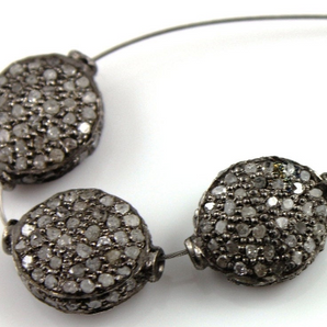 Pave Diamond Round Oxidized Bead, (DF/RND) - Beadspoint