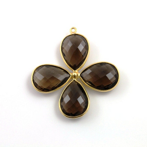 Smokey Topaz Fancy Flower Pendant , (FLR-112) - Beadspoint