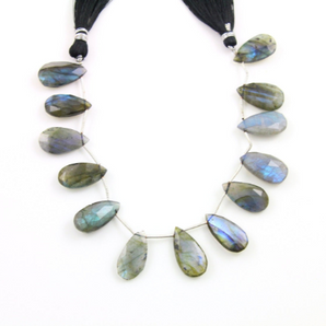 Labradorite Faceted Pear Briolettes Beads, (LAB21x13PR) - Beadspoint