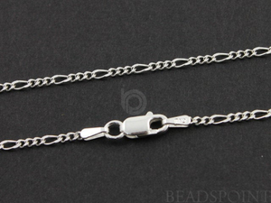 Sterling Silver Finished Figaro Curb Neck Chain ,(FIG050-20) - Beadspoint