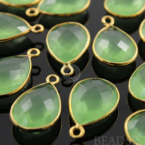 Green Chalcedony Faceted Pear Bezel, (BZC7552) - Beadspoint