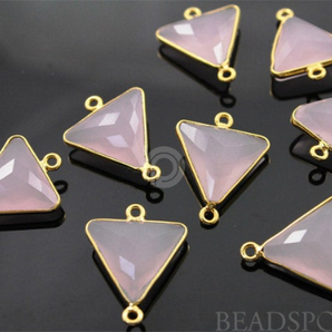 Rose Quartz Faceted Triangle Connector,  (BZC7581) - Beadspoint