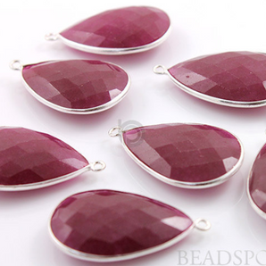 Dyed Ruby Faceted Pear Bezel, (SSBZC7313) - Beadspoint