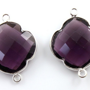 Purple Amethyst Faceted Clover Connector, (SSBZC8028) - Beadspoint