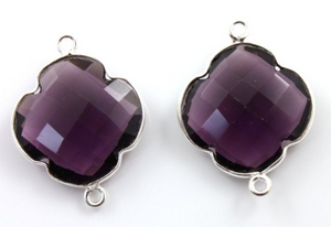 Purple Amethyst Faceted Clover Connector, (SSBZC8028) - Beadspoint