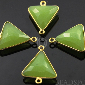 Apple Green Chalcedony Faceted Triangle Connector, (BZC7579) - Beadspoint